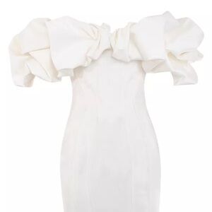 HOUSE OF CB 'Selena' Ivory Satin Ruffle Strapless Dress Size XL